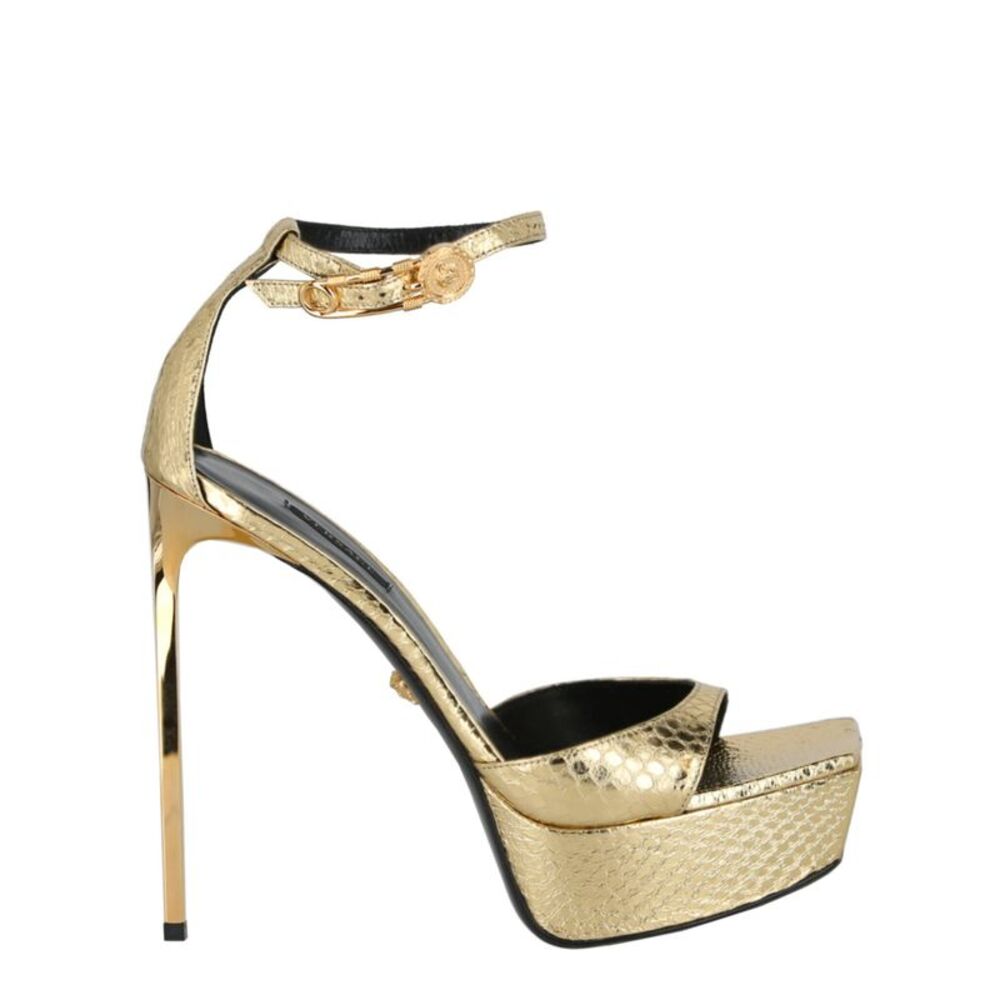 Versace Metallic Gold Stiletto Sandals